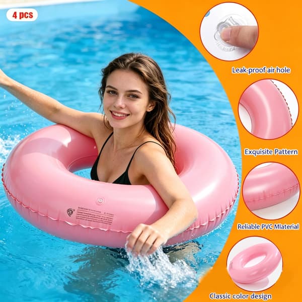 Stora uppblåsbara poolflottar 35 tums poolflottar – poolringar simringar uppblåsbara poolringar flottar för vuxna, poolflottar för tema Pink