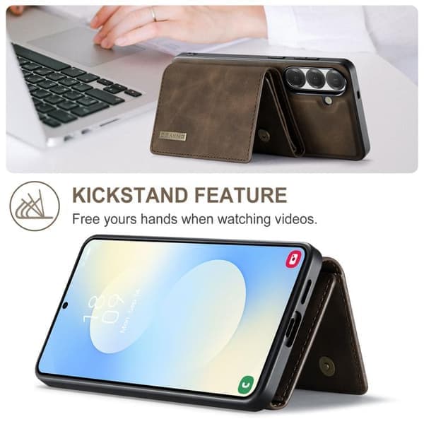 Samsung Galaxy S26 5G Cover DG.MING M1 Series 3 - Fold Multi Card Wallet + Magnetisk Telefoncover Kaffe Kaffe Kaffe