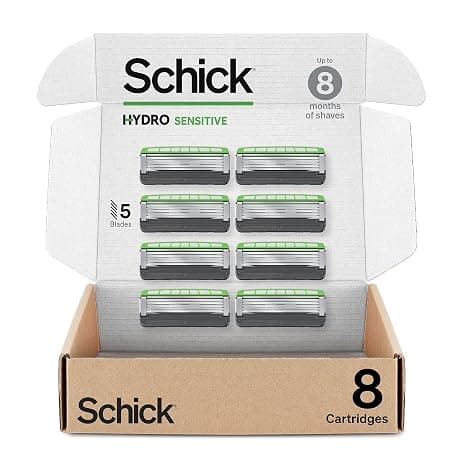 Schick Hydro Sensitive rakhyvelsrefiller, 8-pack | 5-bladiga rakhyvlar för män, rakblad, 8 refiller