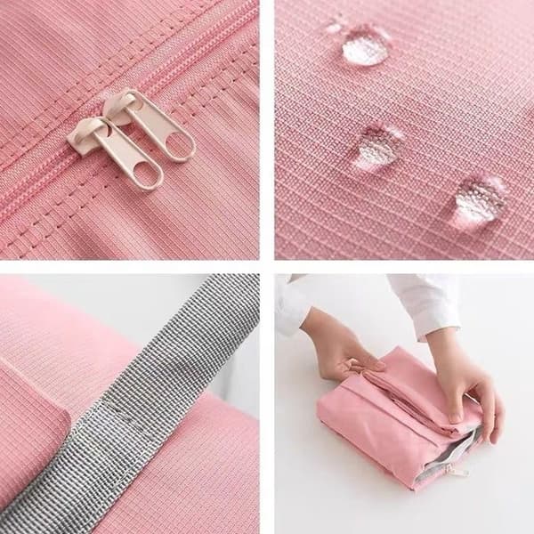 Lättviktsresväska, hopfällbar handbagage weekendväska Pink