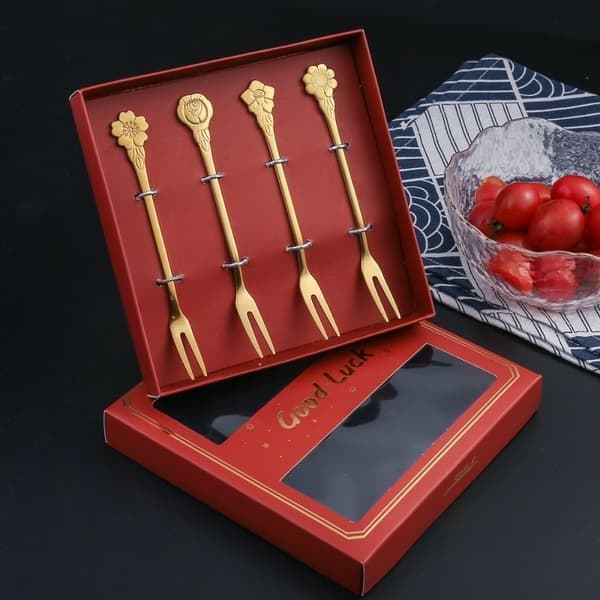 Fruktgaffel tvåuddig gaffel GULDSET, Guld, Set-Set Gold Set-Set