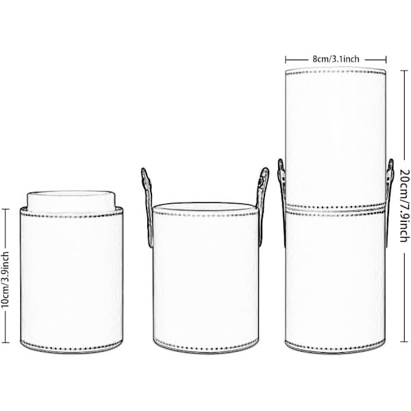 Læder makeupbørsteholder, bærbar, sort