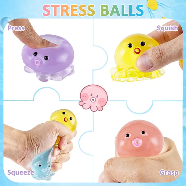 4-pak Squishy Blæksprutte Klemmelegetøj, Sødt Squishy Fidget Legetøj til Stresslindring, Stressbolde til Voksne Børn, Sensorisk Klemmebold Sæt Påske Octopus - 4pcs