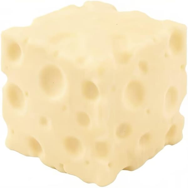 Gul ost klemmeleke, myk nyhet, tema osteterninger squishy (liten) Small
