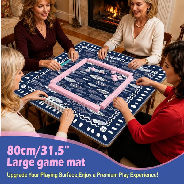 Marinblå och vit nautisk kustfisk Mahjongmatta Ocean-navy Fish