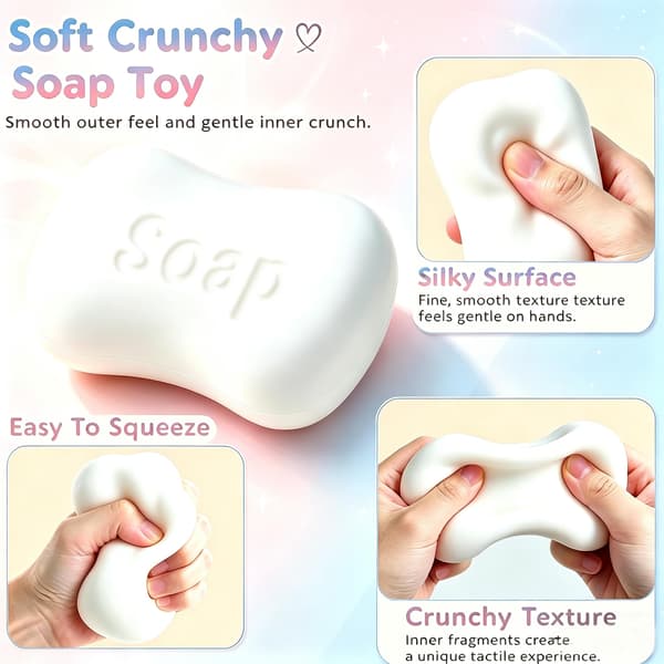Rapea saippua-squishy, ASMR Rapea Squishy, Fidget-lelut aikuisille, Sensoriset lelut White