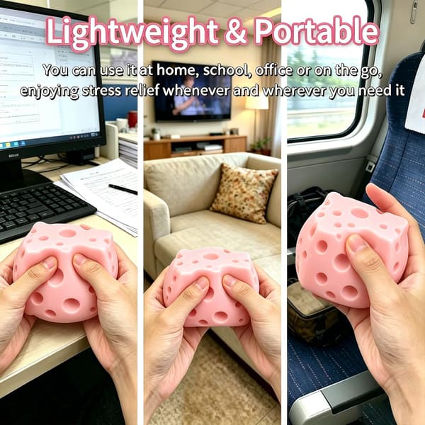 Ost Squishy Leksak för Stress- och Ångestlindring (Rosa-7CM) Pink