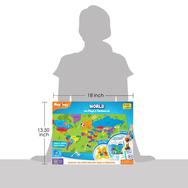 Imagimake Mapology Världskartpussel med flashcards för barn 8+ år World Map w/ Flashcards