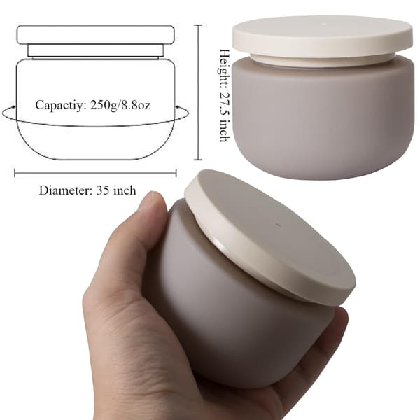 Qeuly Plastburkar med lock 250 ml 2 st Bred mun Lotionbehållare Grå Grey