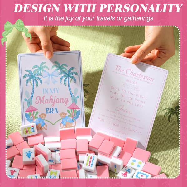 4 stk. Mahjong Shuffler Tile Mixing Card, Pastel, Lineær, Sommer Pastel / Linear / Summer