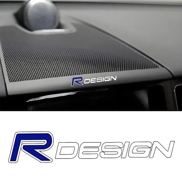 Emblem R - Design 1x5cm R Blå + DESIGN Vita Bokstäver 2-pack för Volvo