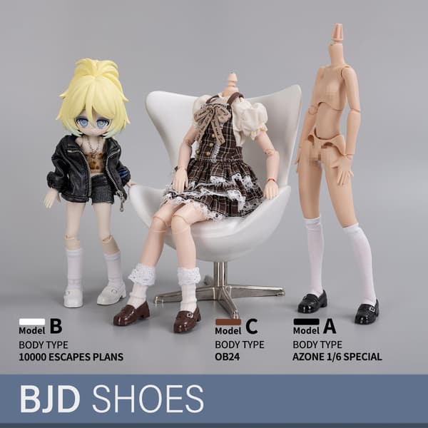 BJD Dukkesko Legetøj Tilbehør Gaver (Kun sko) (Sort) | Modedukker til Blyth, Ob24, Licca, Azone Black