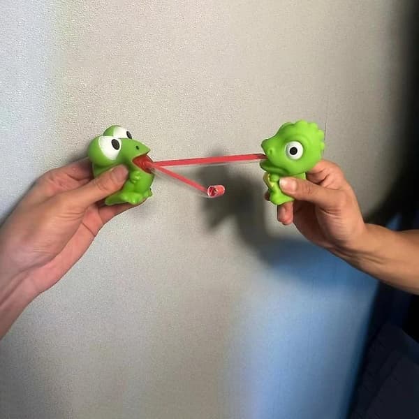 Klämgroda Dinosaurieleksaker - Rolig Tunga-Ut Sensorisk Stresslindrande Fidgetleksak, 2-pack