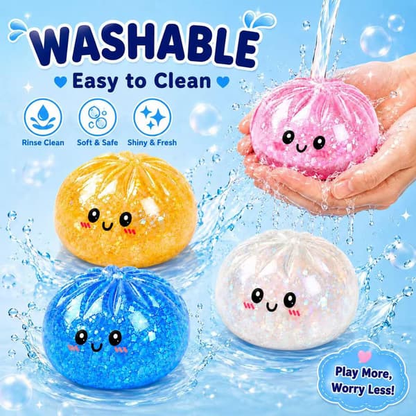 4 STK Squishy Legetøj i Bulk til Voksne, Tilfældige 4 Farver, Mini (5,6 cm) Stressbolde til Voksne, Squishy Klemme Aflastningsbolde i Bulk Fidget Legetøj, Jul Multicolor 09
