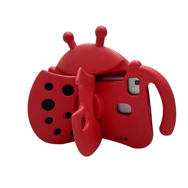 Fodral med nyckelpiga för Samsung Galaxy Tab A7 Lite 8.7 T220 T225 2021, stativ, hållbart, stötsäkert skydd, rött Red