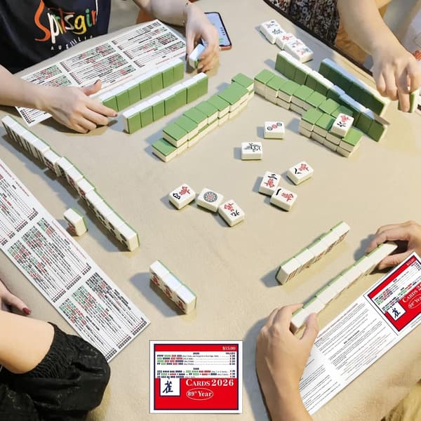 Mahjongkort 2026 4 st Mah Jongg-kort Stor text, lättläst