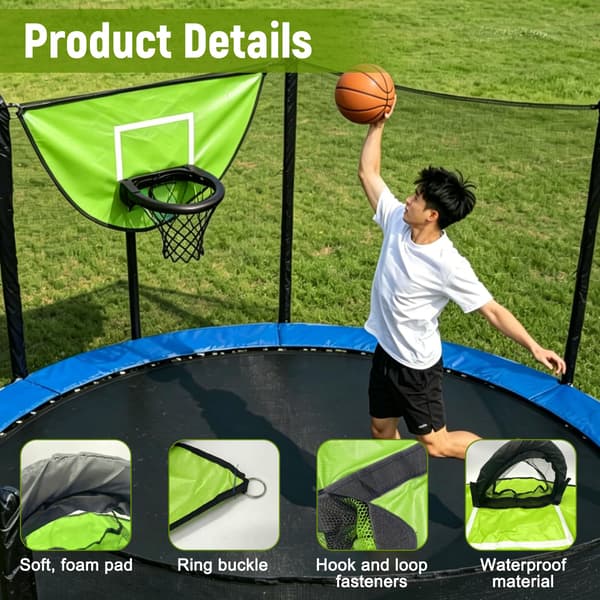 Trampolin basketkorg, med pump och 4 minibollar Green