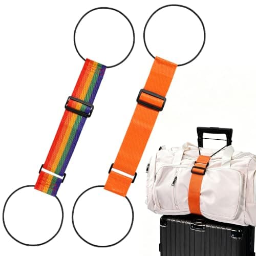 2 stk. bagagestropper til kufferter, justerbare bagageforbindelsesstropper rainbow and orange