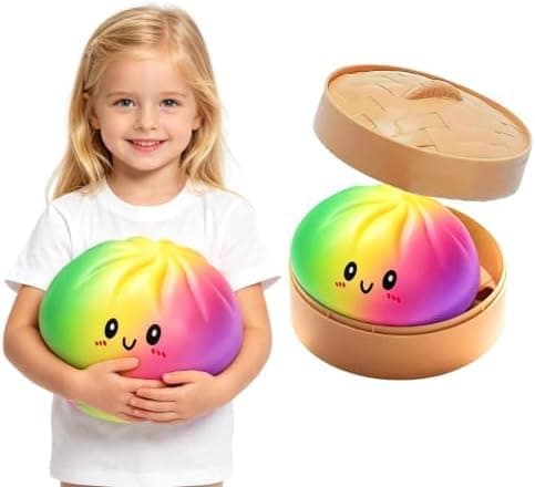 Kæmpe Dumpling Sød Squishy Stressbold, Jumbo Blød Langsomt Stigende Dumpling Stressbold, Stor Sød Squishy, Aflastningsskrivebord til Kontoret