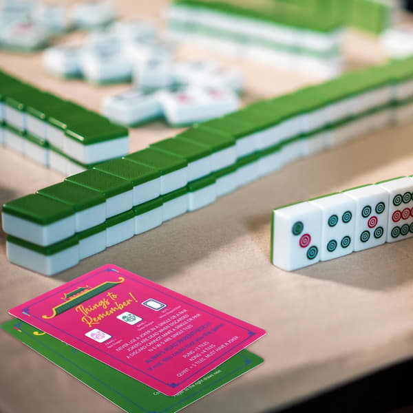 4 stk Mahjong Shuffler Tile Mixing Card, Mørk, Lineær, Byttårn Dark / Linear / City Tower