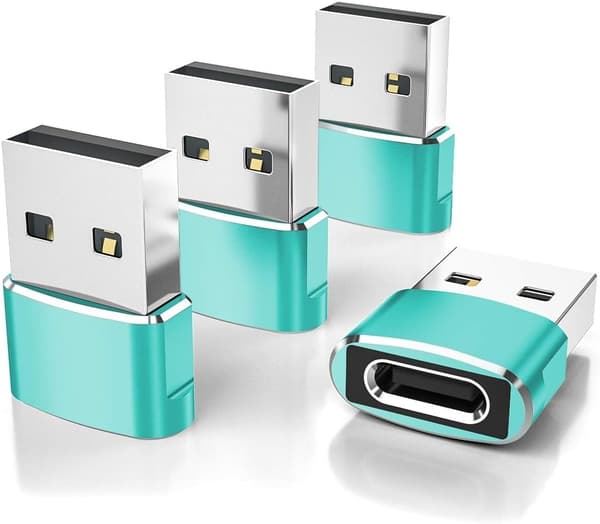 Elebase USB til USB C-adapter til iPhone 17 4-pak, USB-C hun til A han bilopladeradapter, Type C-konverter Apple 17e 16 Pro Max 15 14 Green