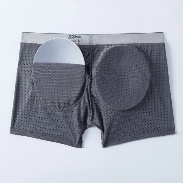 Boxershorts för män, vadderade med höftkuddar, grå, storlek M Grey M