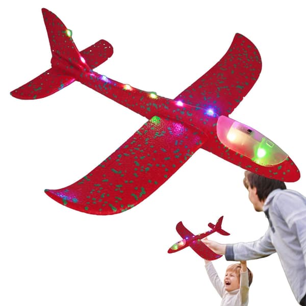 Skumfly - 48 cm lysende håndkast svævefly til udendørs leg Red