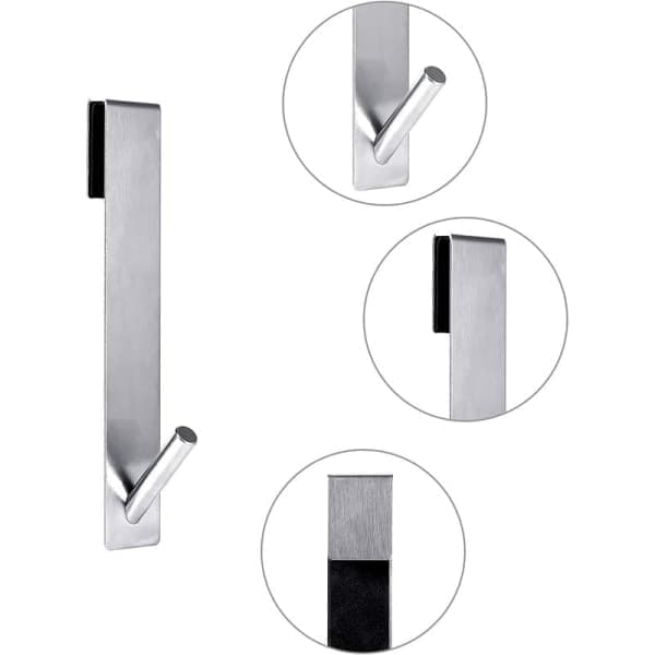 Galaxy 2-pack 18 cm borrfritt duschdörrskrok handdukshängare badrum ramlös duschdörr - silver