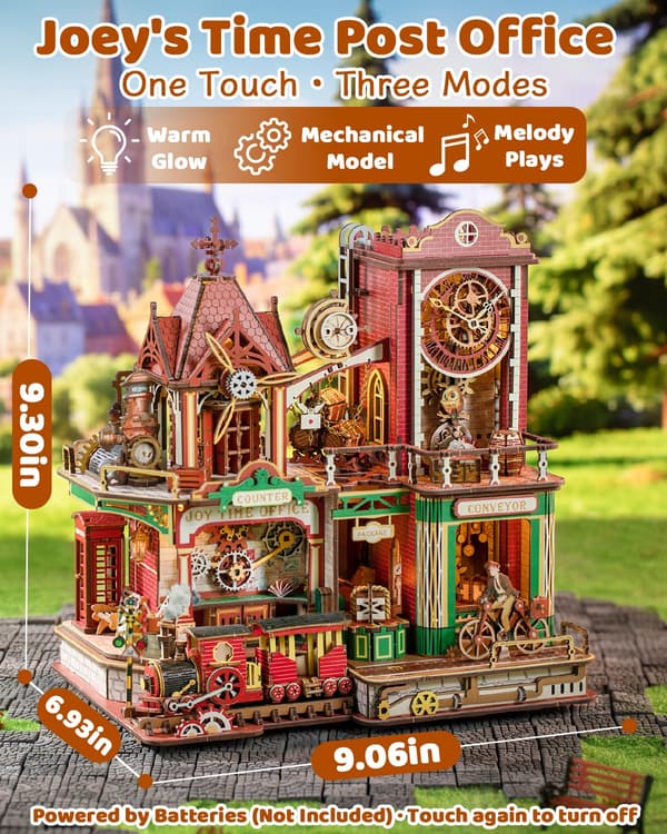 OZJAY Time Post Office DIY miniatyrhussett, 3D trepuslespill for voksne