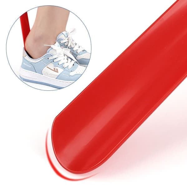 Pitkä kenkälusikka kahvalla, punainen Red