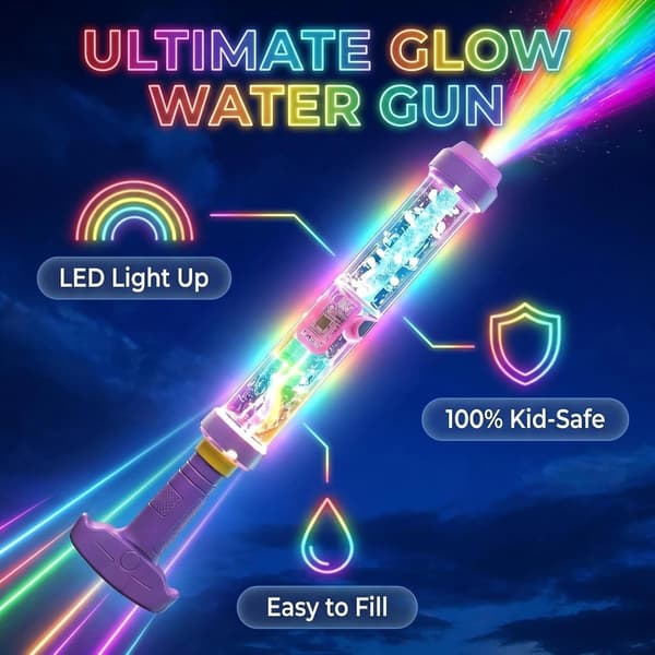 Lysende Regnbue LED Vandblaster, Fyrværkeri Vandpistol 3 Pack