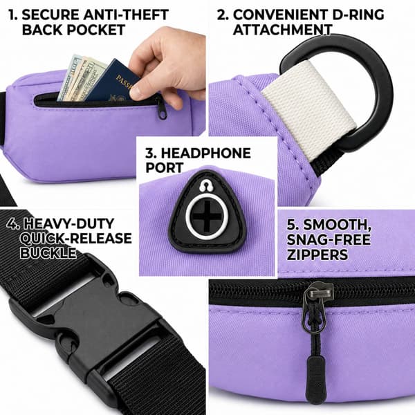 10-pack lavendelfärgade midjeväskor i bulk för män och kvinnor, crossbody-midjeväskor Lavender