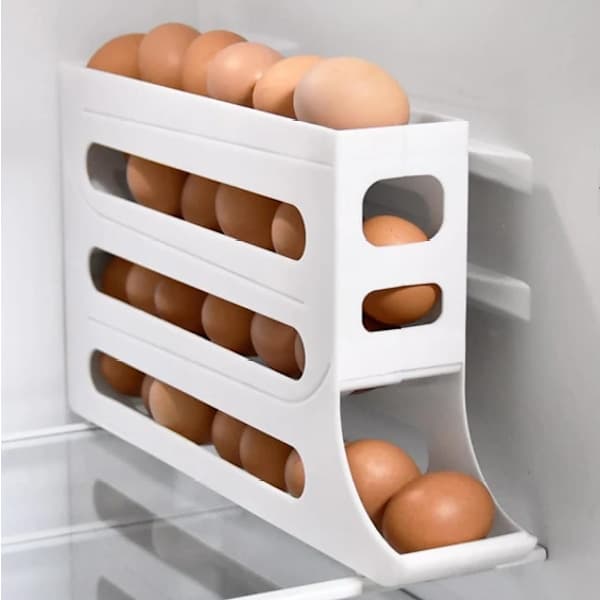 Rullende eggoppbevaringsboks Kjøleskapsdør Eggstativ Rullende egg Friskholdingsboks Plassbesparende Rektangulær Gul yellow