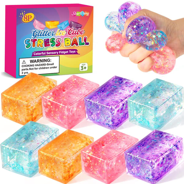 24-pack långsamt stigande isbit Squishy Stressbollar, Stresskub för vuxna och barn 24p Stress Cube