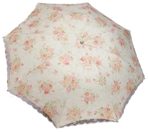 Blonde Blomster 3-Fold Paraply UPF 50+ UV-Beskyttelse Rejseparasol til Regn og Sol Manual-02Pink