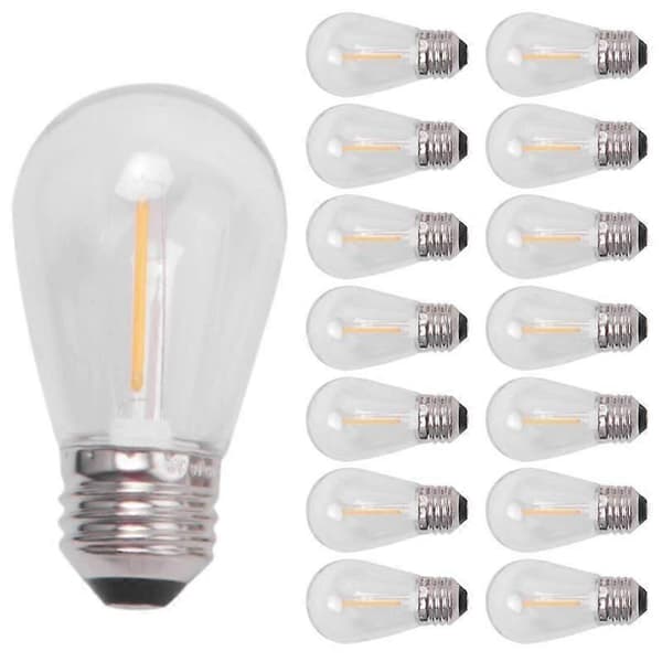 3V S14 LED-pærer 15-pakning bruddsikre solcelle-utelamper