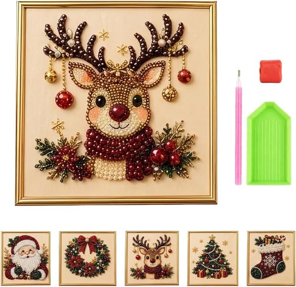 DIY juleperlekunstsæt til voksne 3D perleperlekunsthåndværk, rensdyr Reindeer
