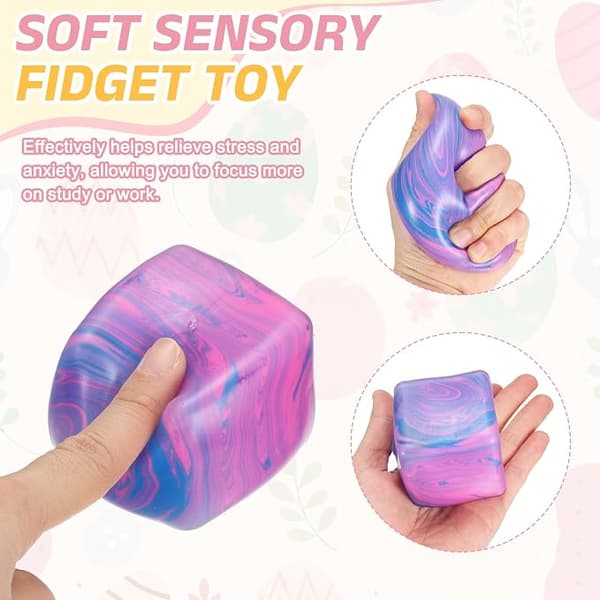 Squishy Sensor Fit Legetøj trykkube, gel-fyldt elastisk trykbold, blød is-slikbold, langsomt-rebound blød ekstruderingsbold BLUE Flow pattern block 3cm