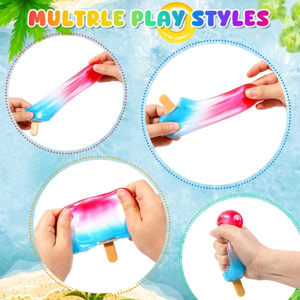 Popsicle Squishy Sugar Ice Cream Squishies Klämleksaker Red White Blue