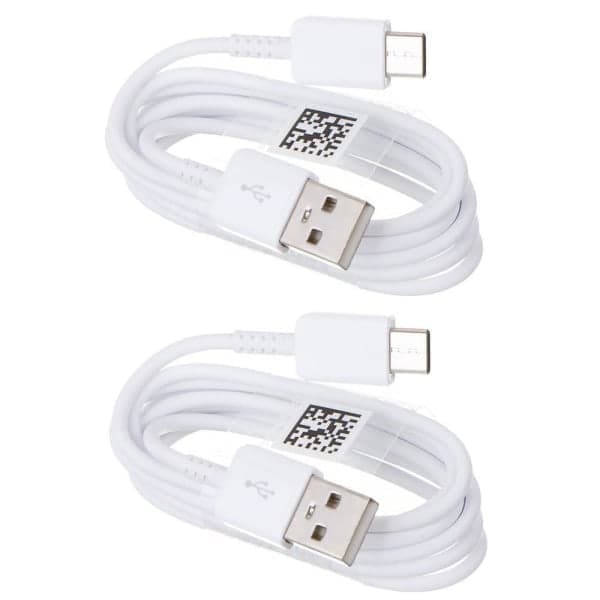 2-pak til Samsung 1,2 M ekstra langt USB-C opladerkabel hvidt