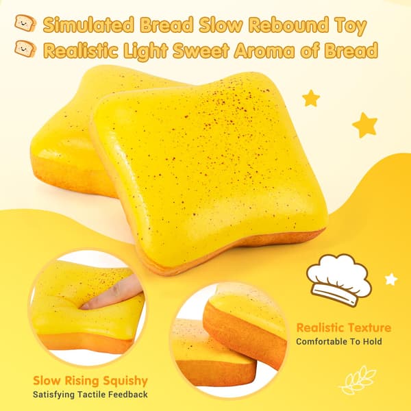 2-pack brödsmör Squishy Långsamt stigande klämleksaker, Fidget Squishies Leksaker Bread Stick-2p-yellow