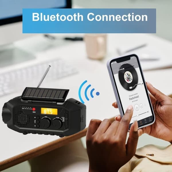 Hätäradiovastaanotin Aurinkoradio Kampi FM AM Bluetooth SOS Taskulamppu USB-virtapankki Vihreä Green
