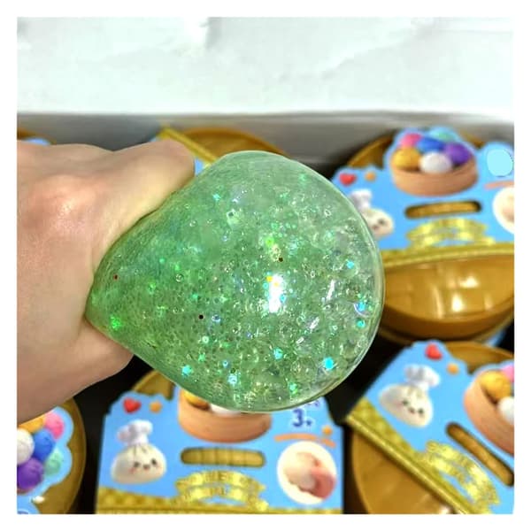 Glitter Dumpling Sensorisk Klämleksak för Stresslindring | Med låda, Squishy Dumplings (S6) S6