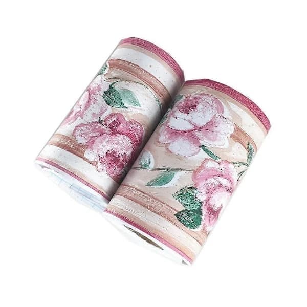 Självhäftande tapetbård, 10 cm x 10 meter, rosa