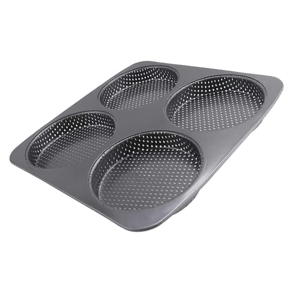 Hamburgerbolleform, 5 tommer non-stick kulstofstål hamburgerform, 4-kops stor bageform til hjemmelavede hamburgerboller