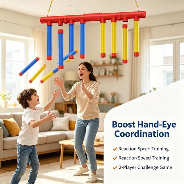 Reflex Drop Sticks Challenge Game med 3 justerbare hastighetsmoduser