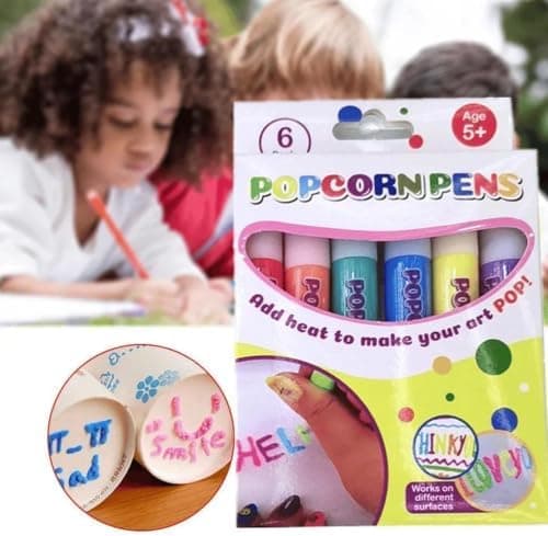 3D Bubble Penna, 6 st Puffys Paint Popcorns Pennset för barn