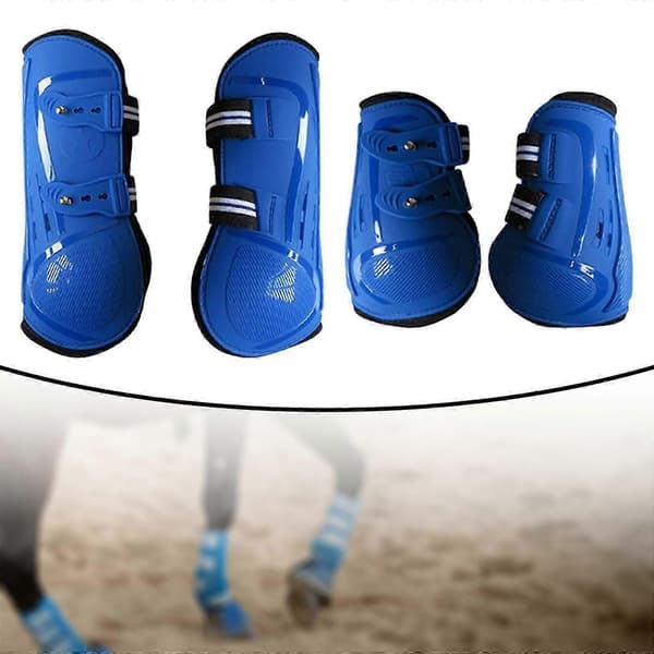 4x Hästskydd Benlindor Stötdämpande Ridskydd blue L