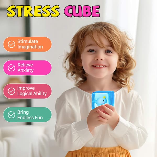 Stress Cube Fidget Legetøj Voksne - Sensorisk Legetøj til Børn med Autisme Stressbolde til Voksne Squishy Legetøj mod Angst Klemmelegetøj til Teenagere Stresscube-3set