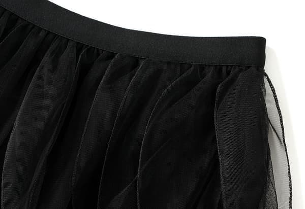 Dame Tylskørter Uregelmæssig Lang Sommer Elastisk Højtaljet Mesh Nederdele, Sort Black